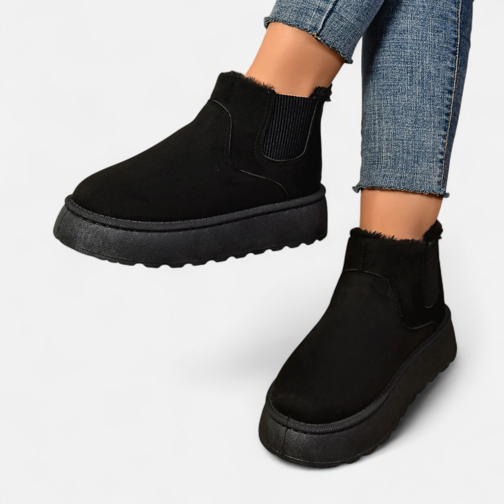Women’s Timeless Short Plush Platform Chelsea Warm Ankle Boots