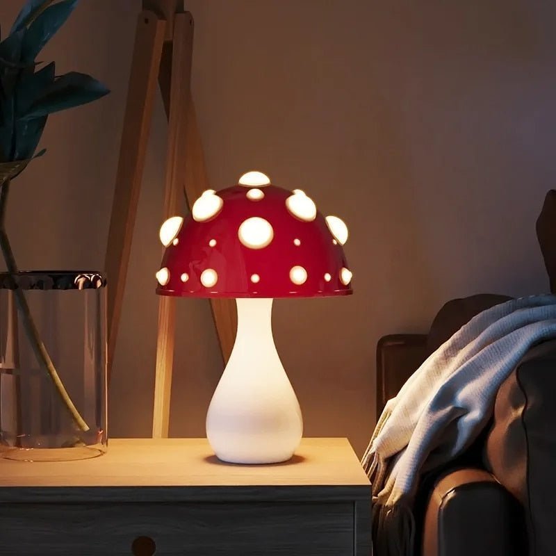 Mushroom Table Lamp LED Rechargeable Warm White Bedside Light - Image 5