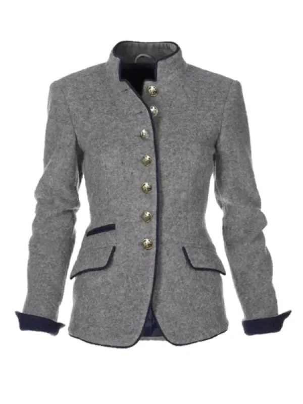 Women’s Vintage Buttoned High-Collar Winter Jacket