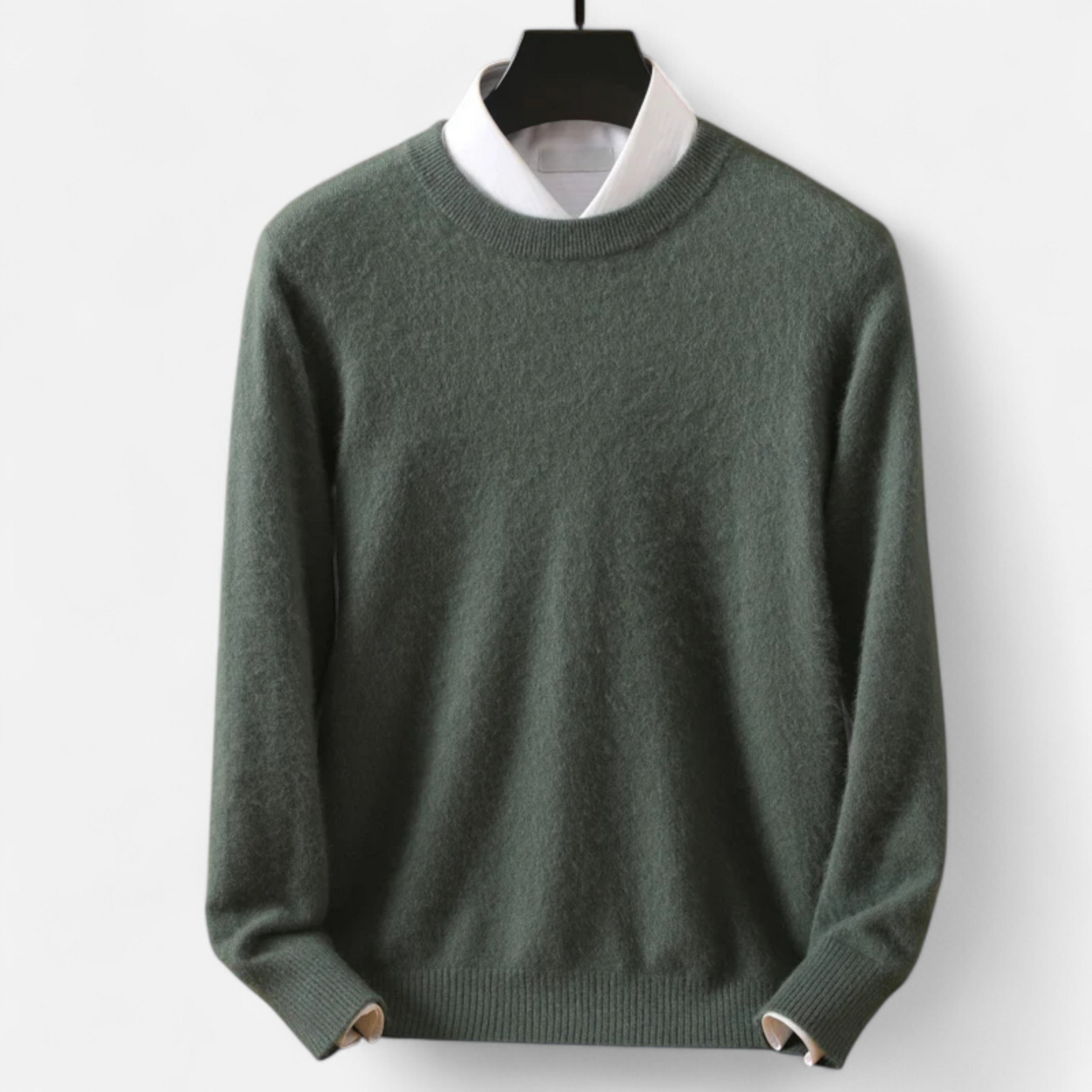 Men’s Heritage Long-Sleeve Knitted Insulated Cashmere Sweater with Crewneck