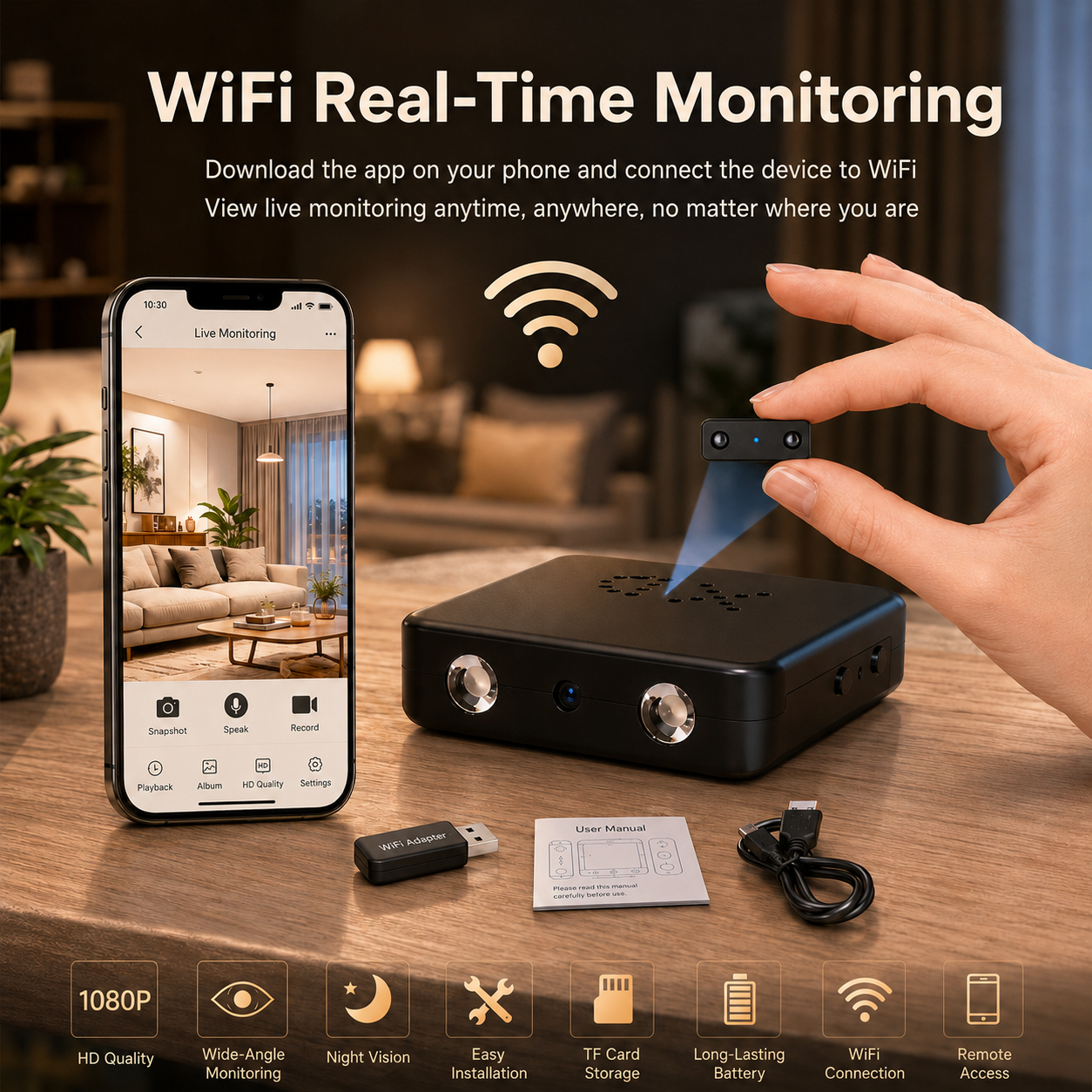 Compact Mini HD Security Camera with Motion Detection & Night Vision