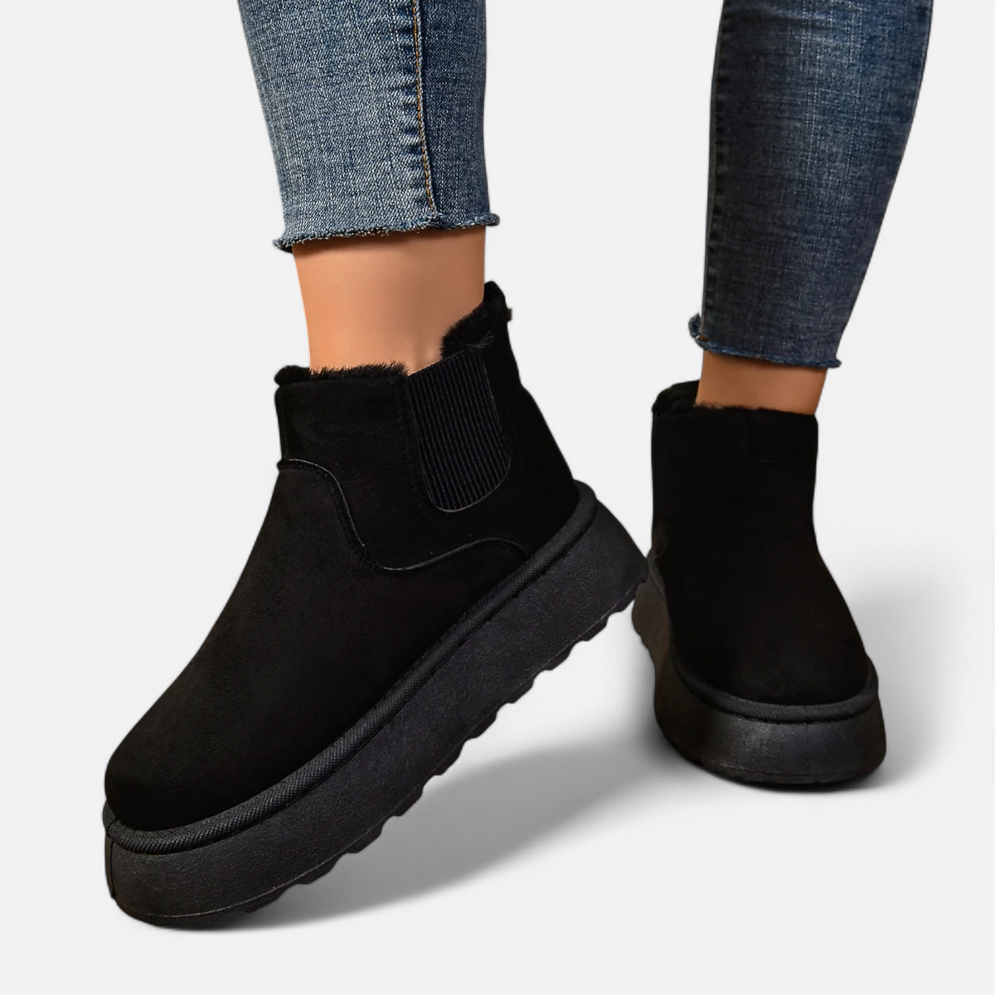 Women’s Timeless Short Plush Platform Chelsea Warm Ankle Boots