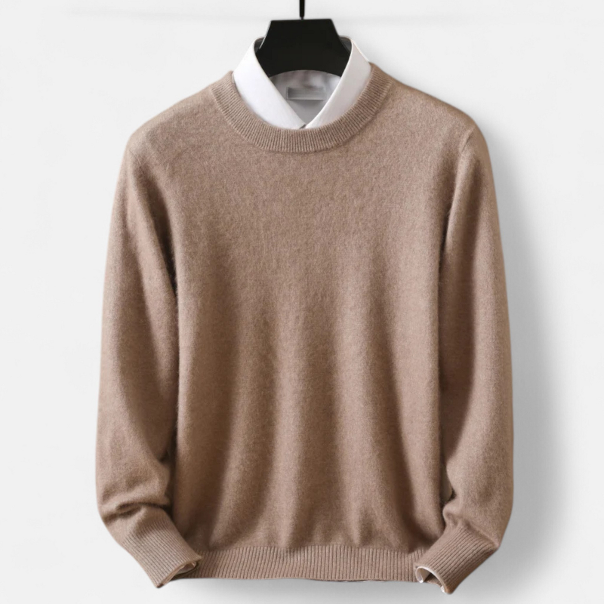Men’s Heritage Long-Sleeve Knitted Insulated Cashmere Sweater with Crewneck