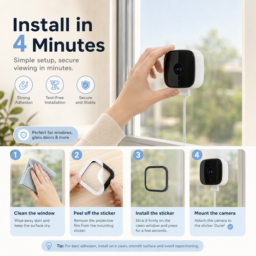 1080P WiFi Window Security Camera with 32GB Card