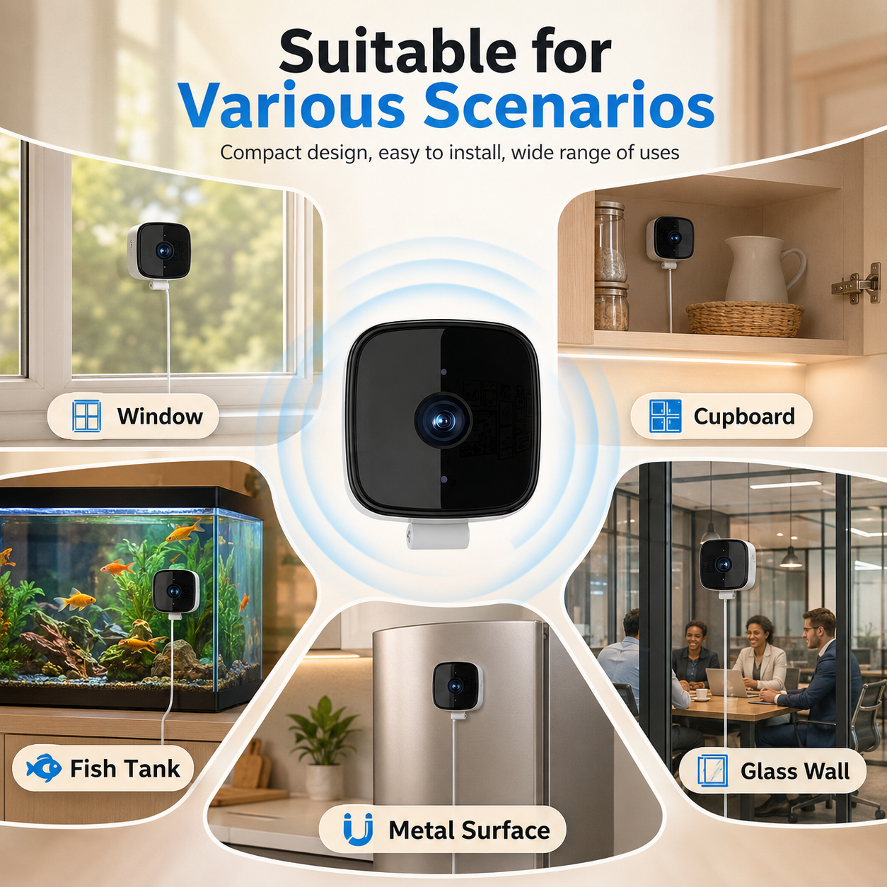 1080P WiFi Window Security Camera with 32GB Card