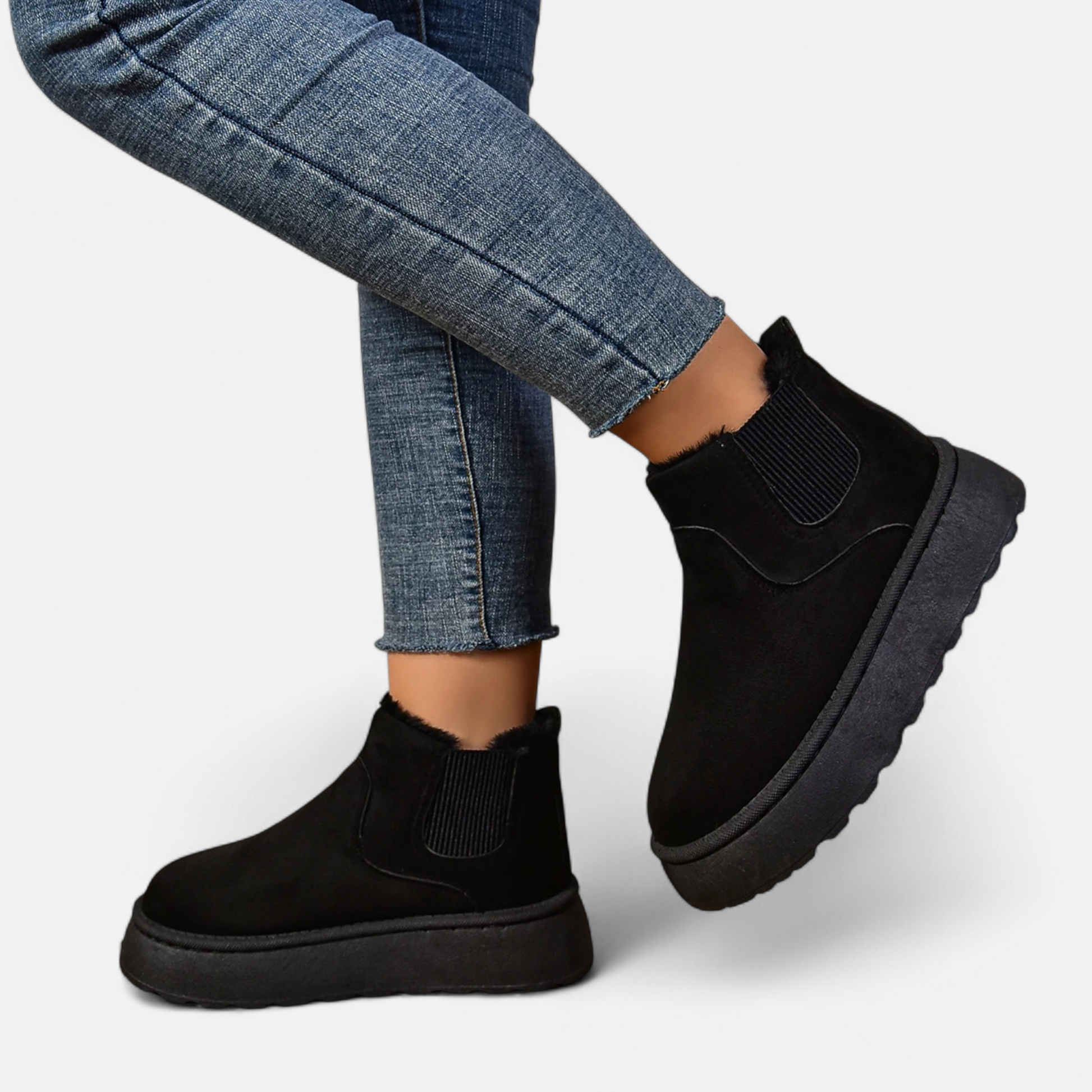 Women’s Timeless Short Plush Platform Chelsea Warm Ankle Boots
