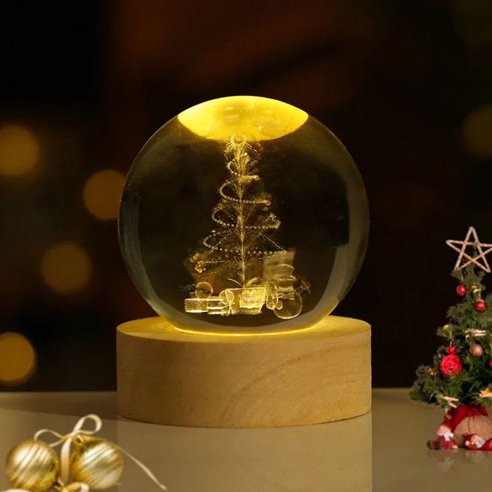 Ambient 3D Crystal Ball LED Night Light USB Lamp for Home Decor