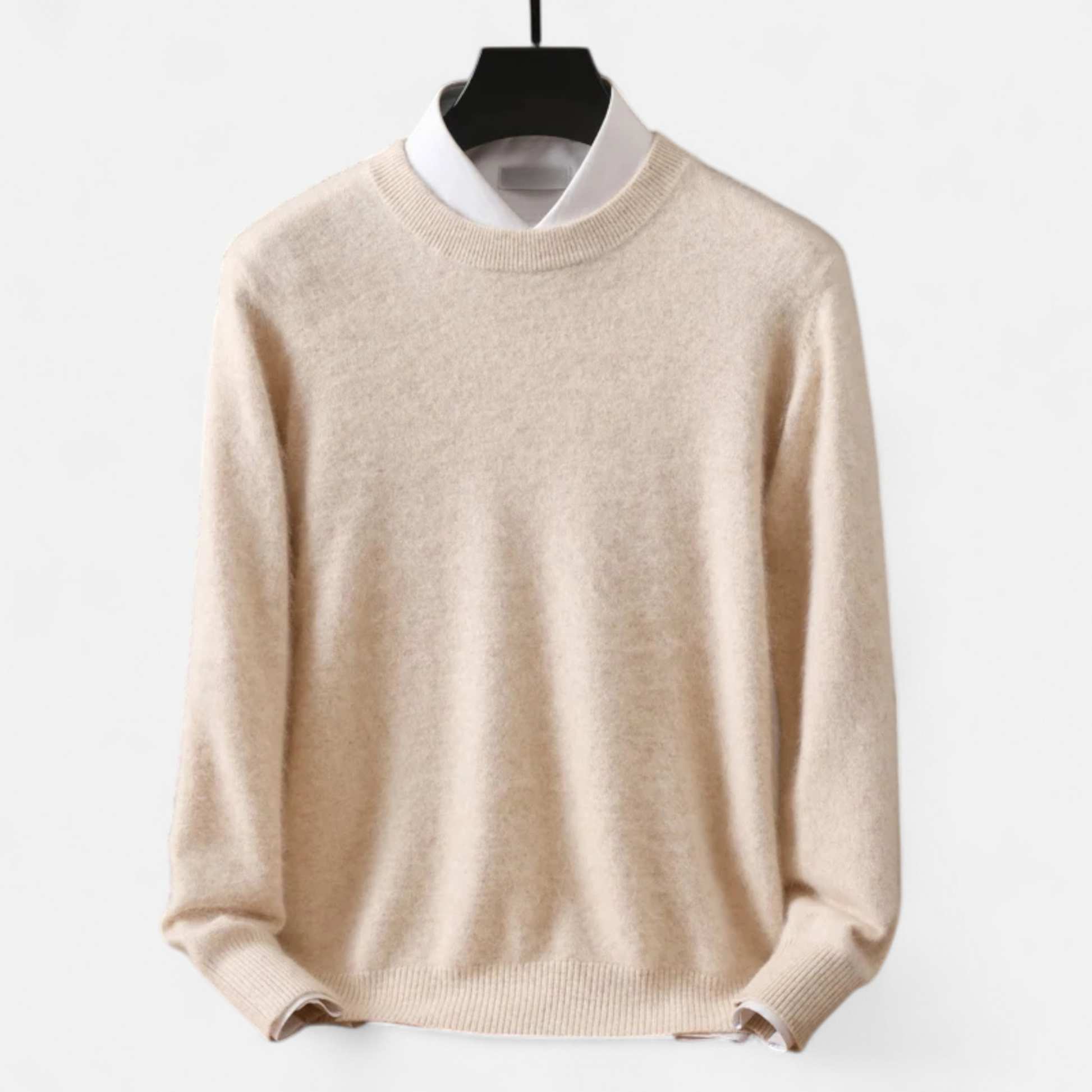 Men’s Heritage Long-Sleeve Knitted Insulated Cashmere Sweater with Crewneck
