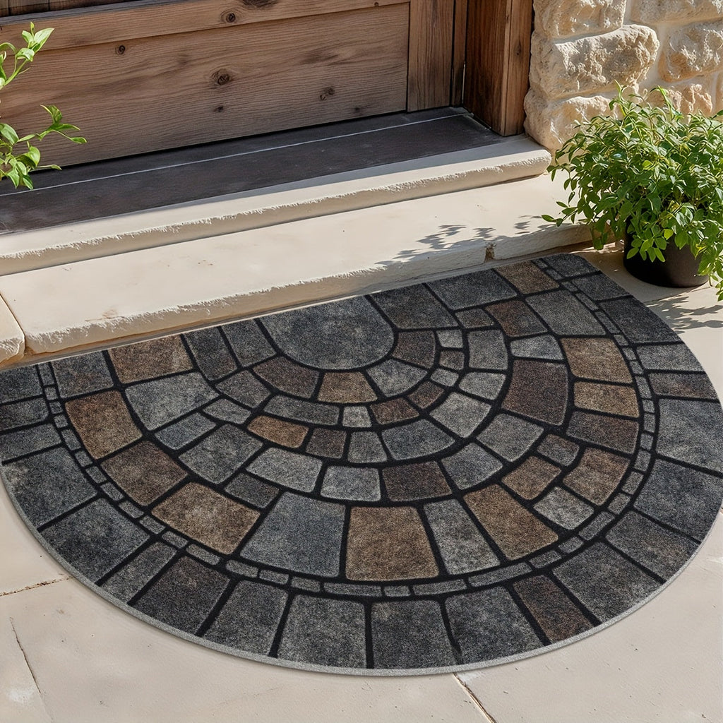 Half-Circle Mosaic Door Mat | Indoor & Outdoor Use - Image 3
