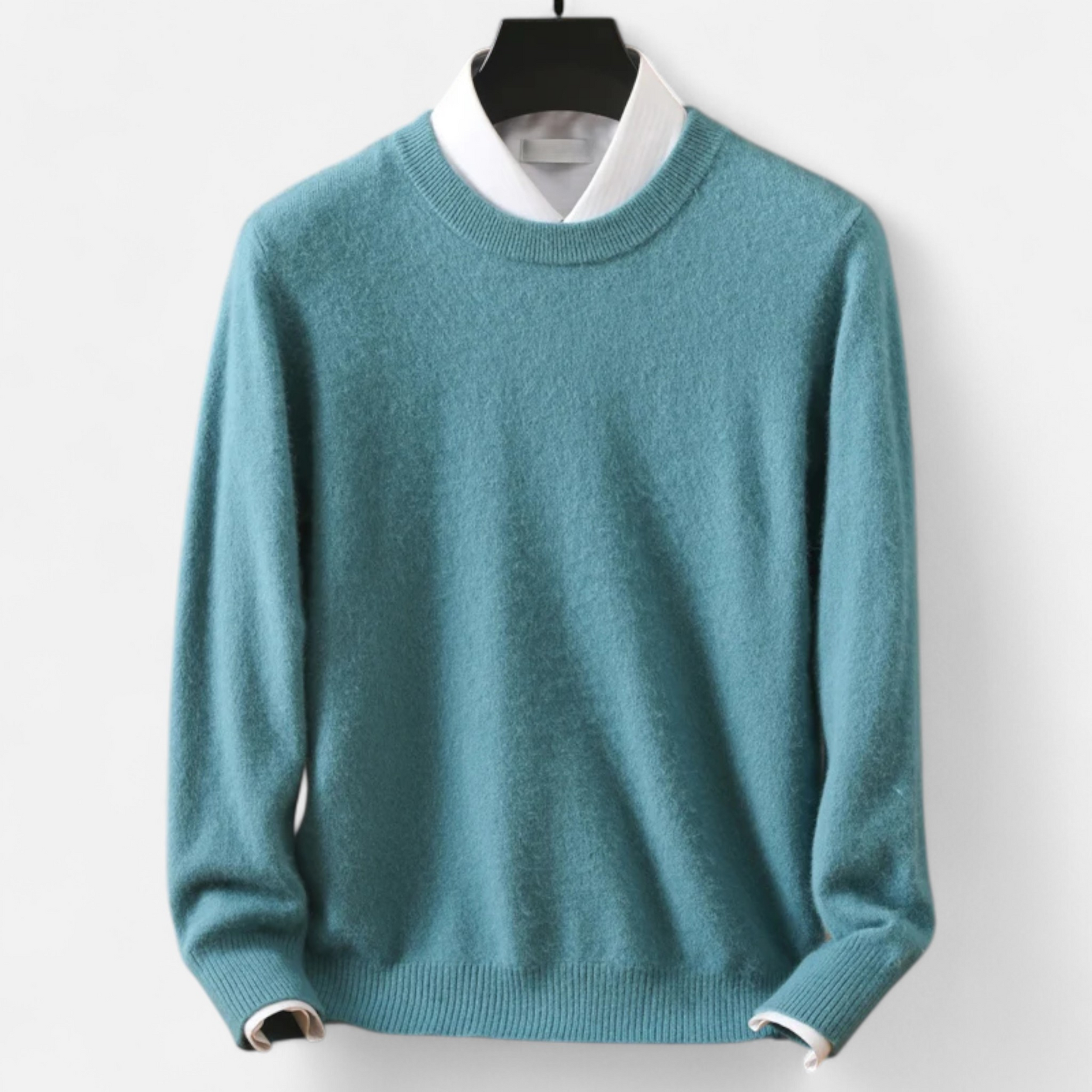 Men’s Heritage Long-Sleeve Knitted Insulated Cashmere Sweater with Crewneck