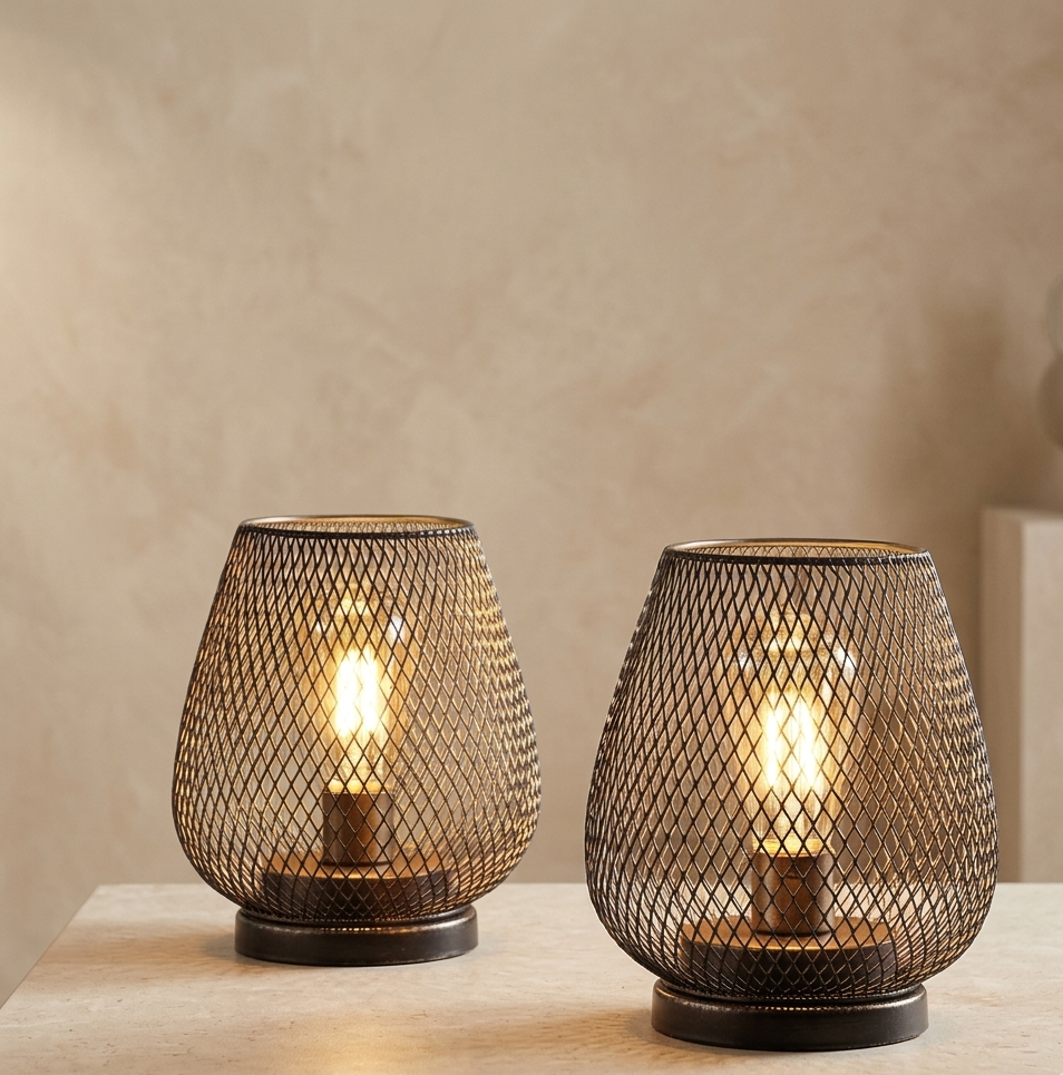 Avenora – Wireless Rechargeable Metal Mesh Table Lamp Warm White LED