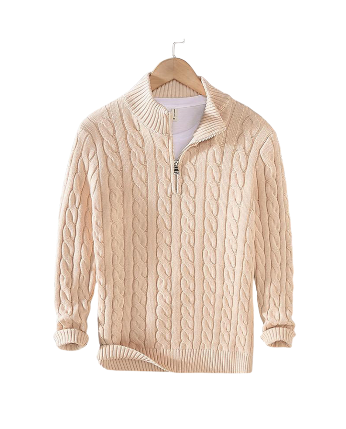 Men's Classic Half Zip Sweater with Horizontal Stripe Design