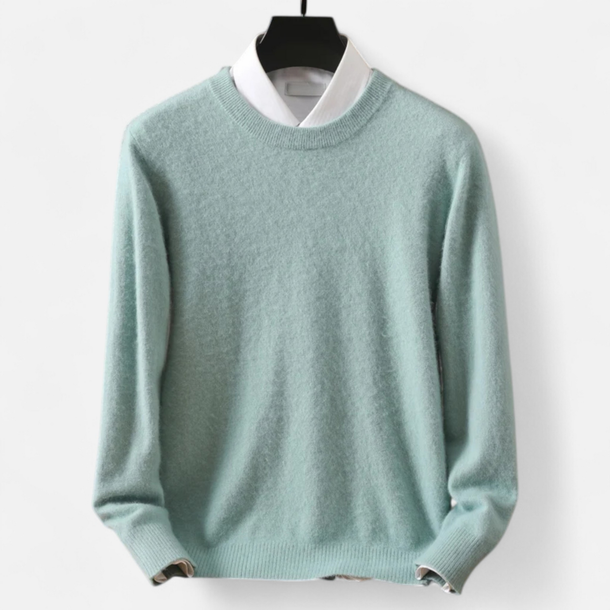 Men’s Heritage Long-Sleeve Knitted Insulated Cashmere Sweater with Crewneck