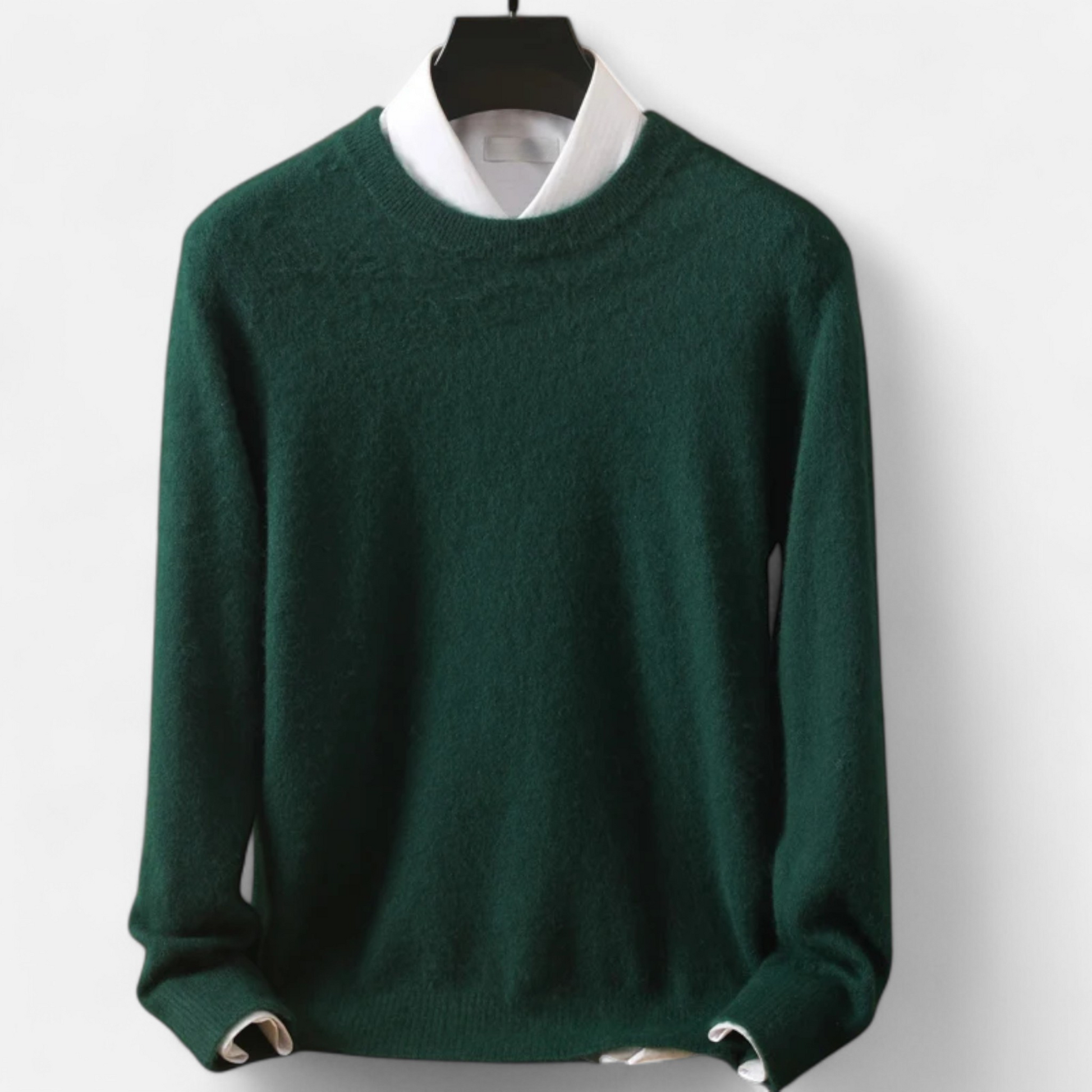 Men’s Heritage Long-Sleeve Knitted Insulated Cashmere Sweater with Crewneck