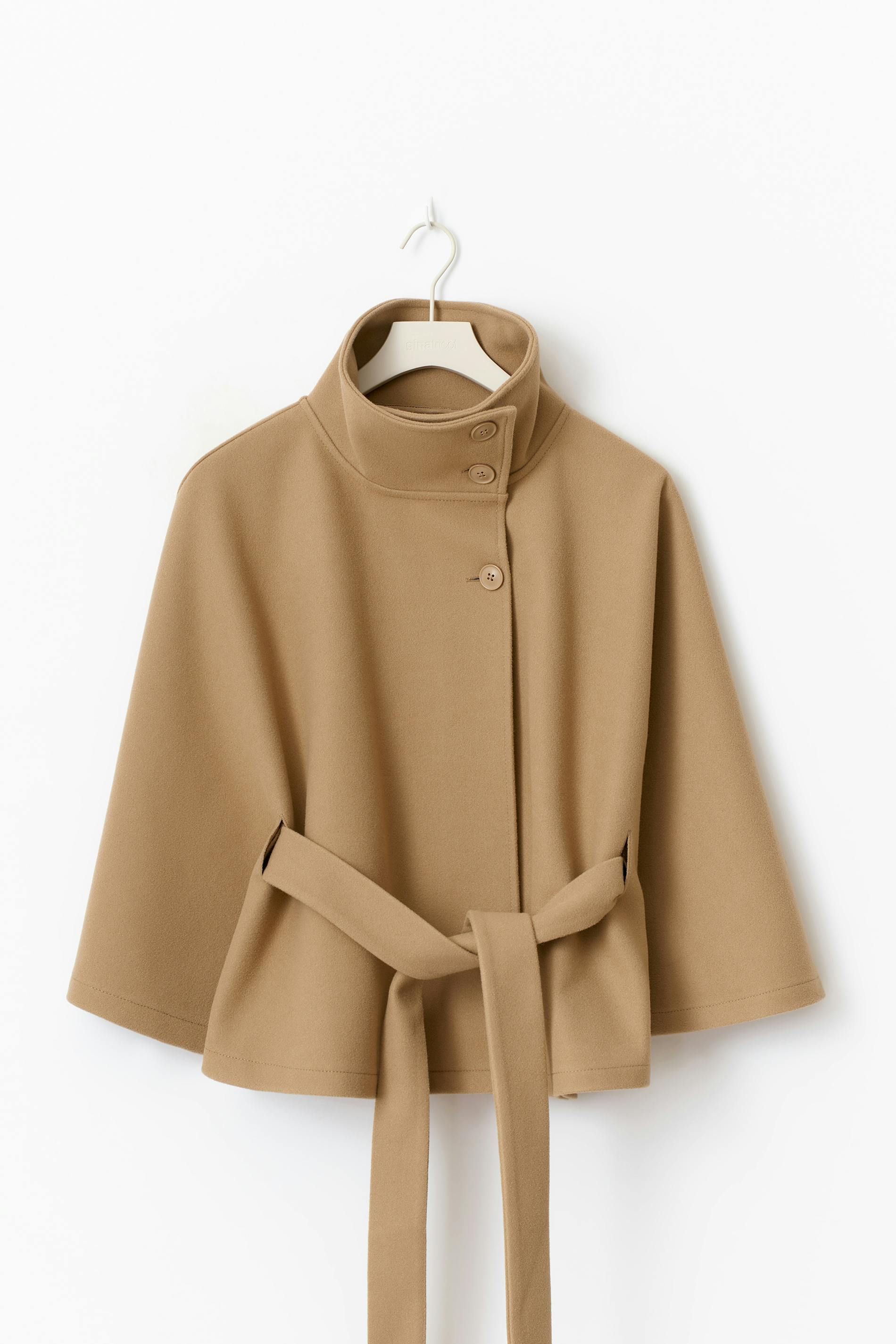 Women's Timeless High Neck Coat with Removable Belt & Relaxed Fit