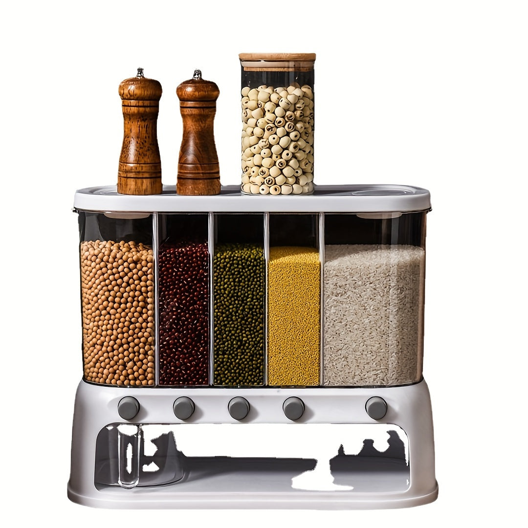 Airtight Grain Storage Container Multi Compartment Pantry Organizer Dry Food Dispenser - Image 4