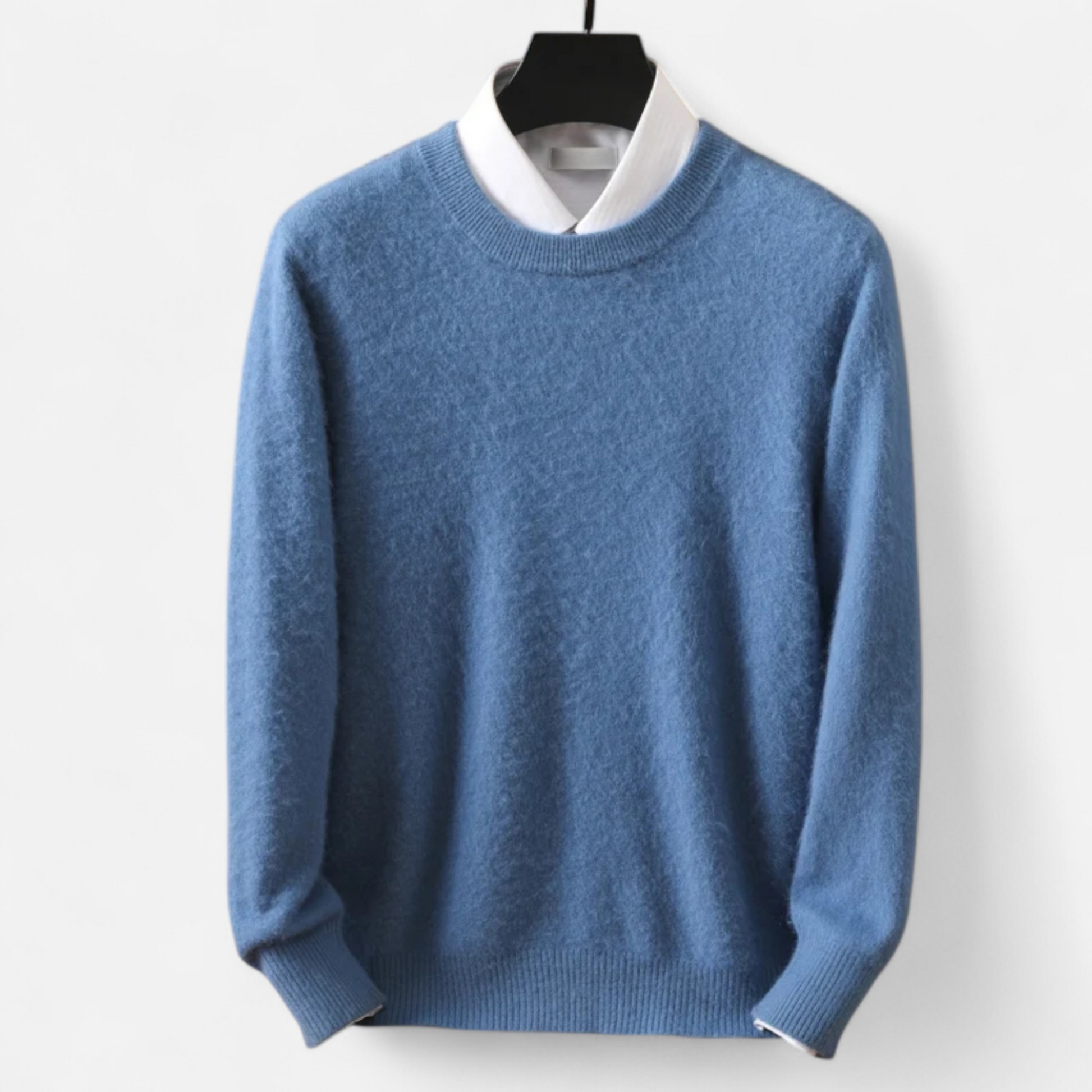 Men’s Heritage Long-Sleeve Knitted Insulated Cashmere Sweater with Crewneck