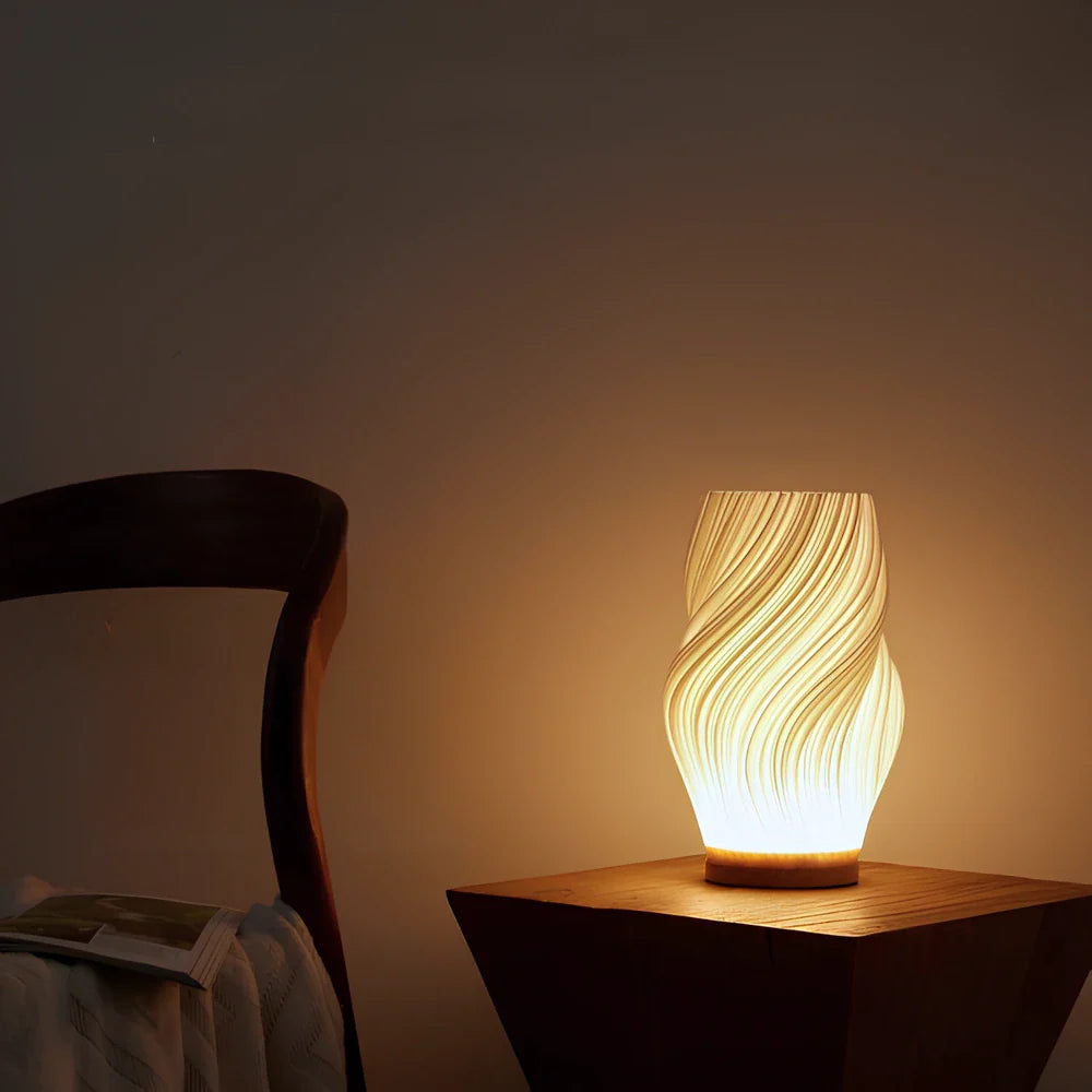 Modern Table Lamp Dimmable USB Wave Shaped Bedside Decor - Image 5