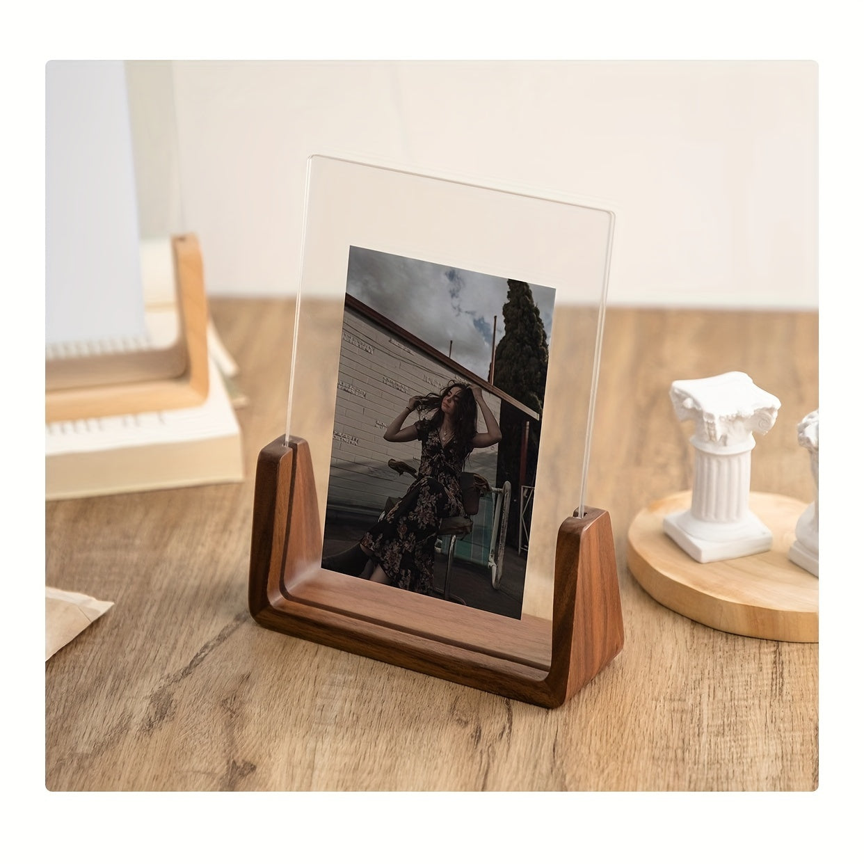 Minimalist Photo Frame Modern Acrylic Wood Tabletop Display