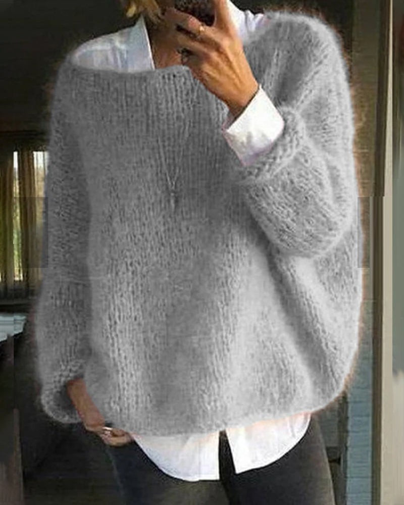 Women's Sleek Quick-Drying Knitted Long-Sleeved Sweater for Winter
