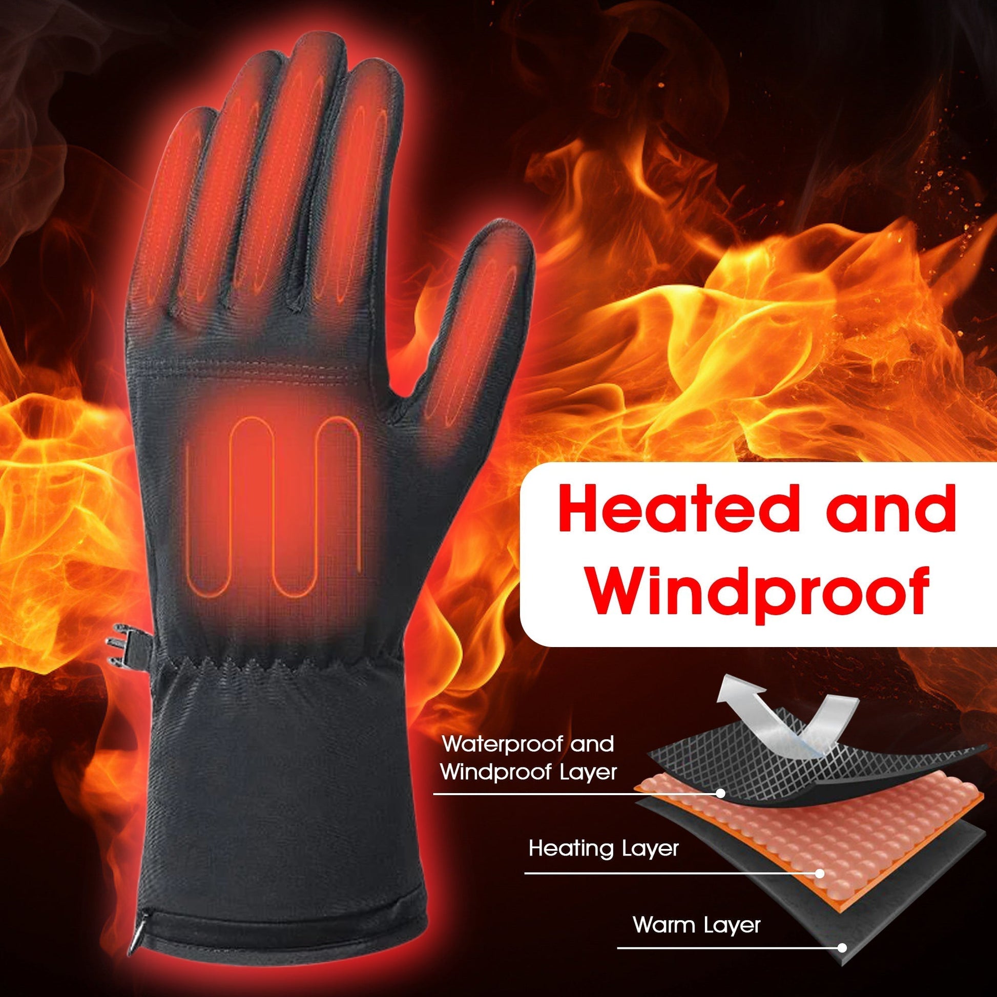 Heated Winter Gloves Rechargeable 3-Heat Settings for Cold Weather - Image 5