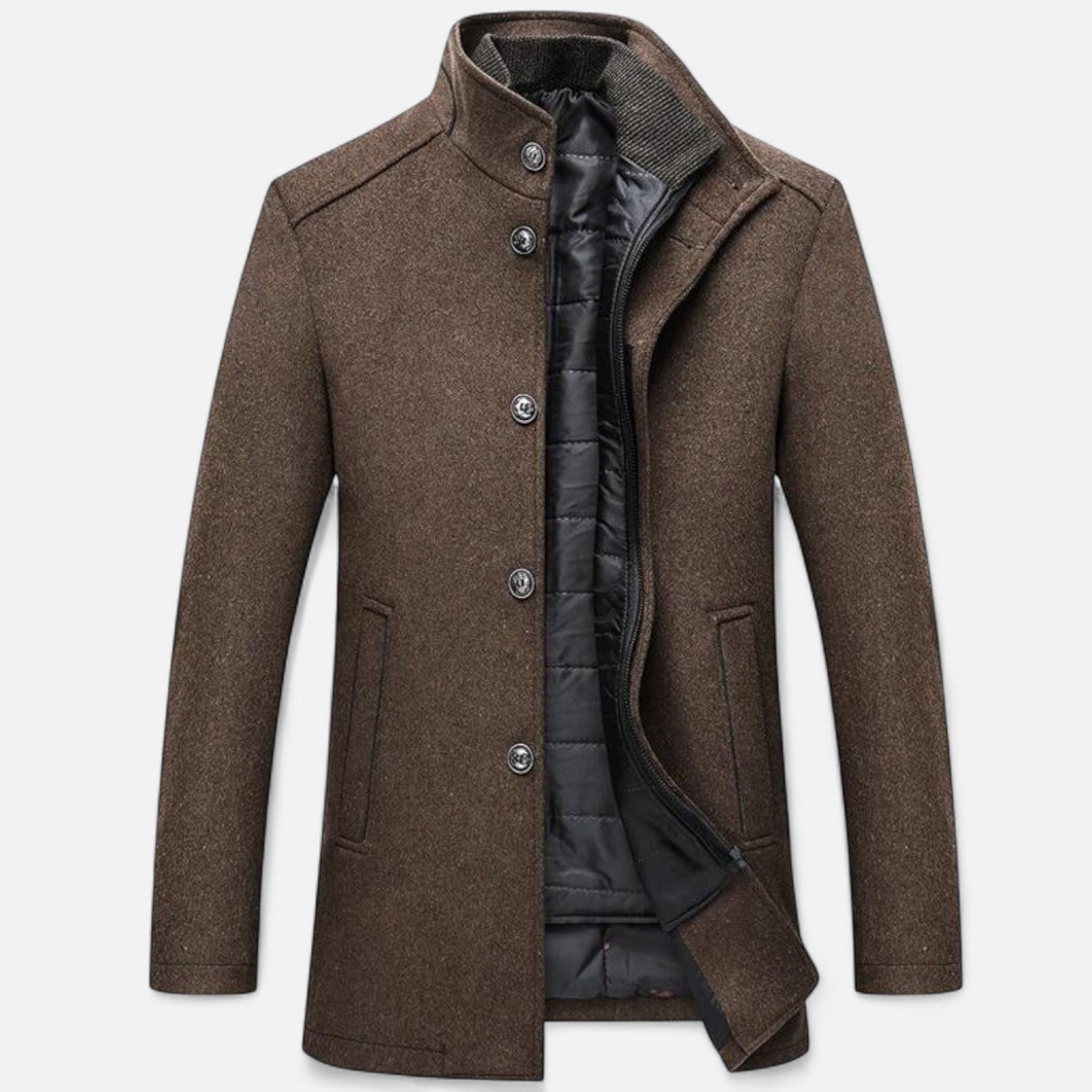 Manteau long épais polyvalent pour homme avec panneau gilet