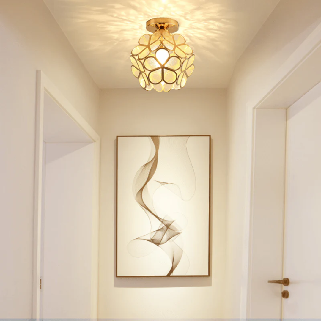 Flush Mount Ceiling Light Glass Flower Decorative LED Fixture - Image 3