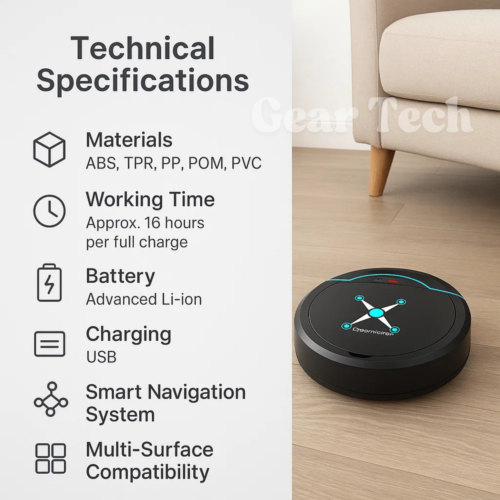 Smart Robot Vacuum Cleaner Automatic Multi-Function Cleaning - Image 6