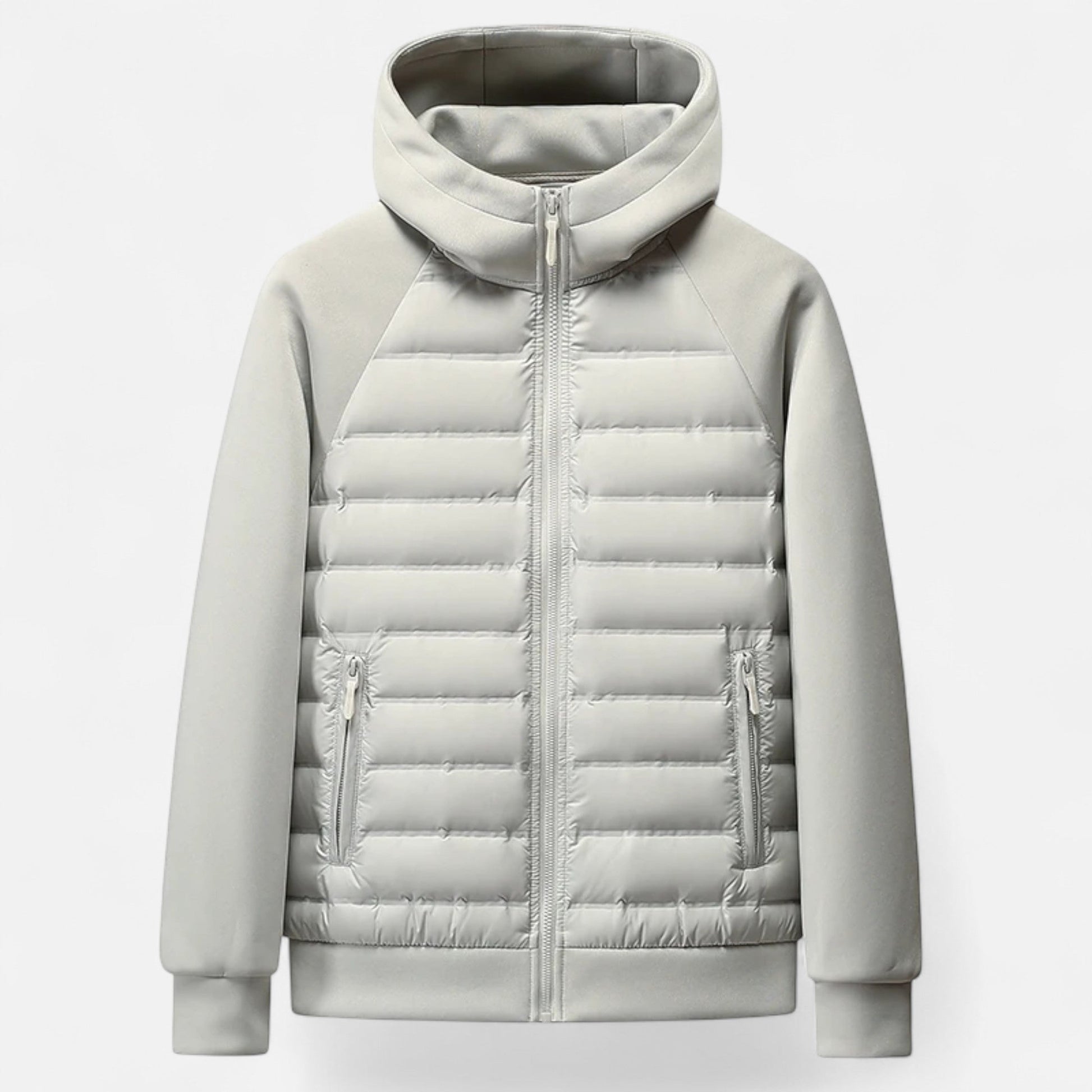 Men’s Outdoor Spliced Quilted Hooded Down Practical Jacket
