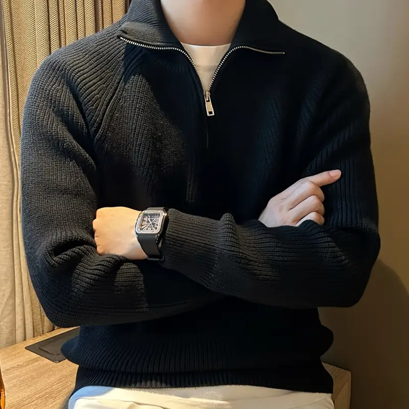 Men's Versatile Quarter Zip Sweater for Layering