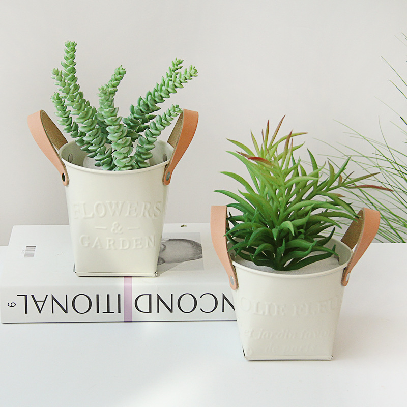 Decorative Plant Pots Leather Handles Indoor Outdoor Basket Planters - Image 3