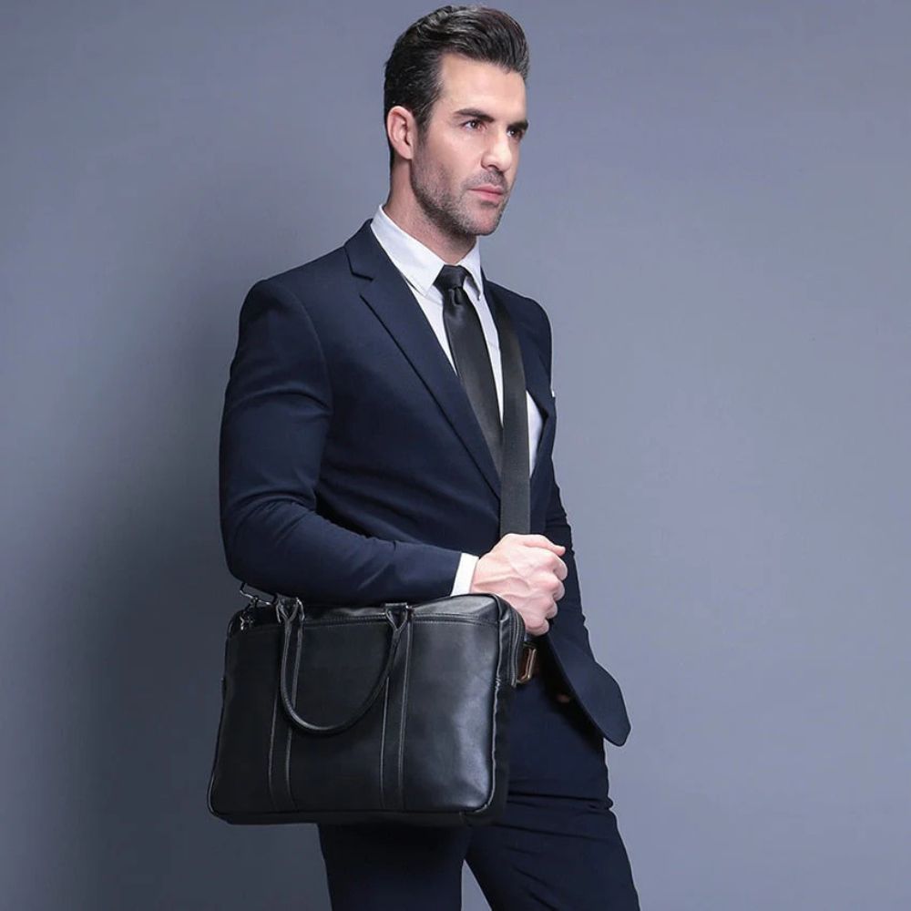 Leighton | Men's Classic Leather Laptop Briefcase Crossbody Messenger Handbag - Image 9