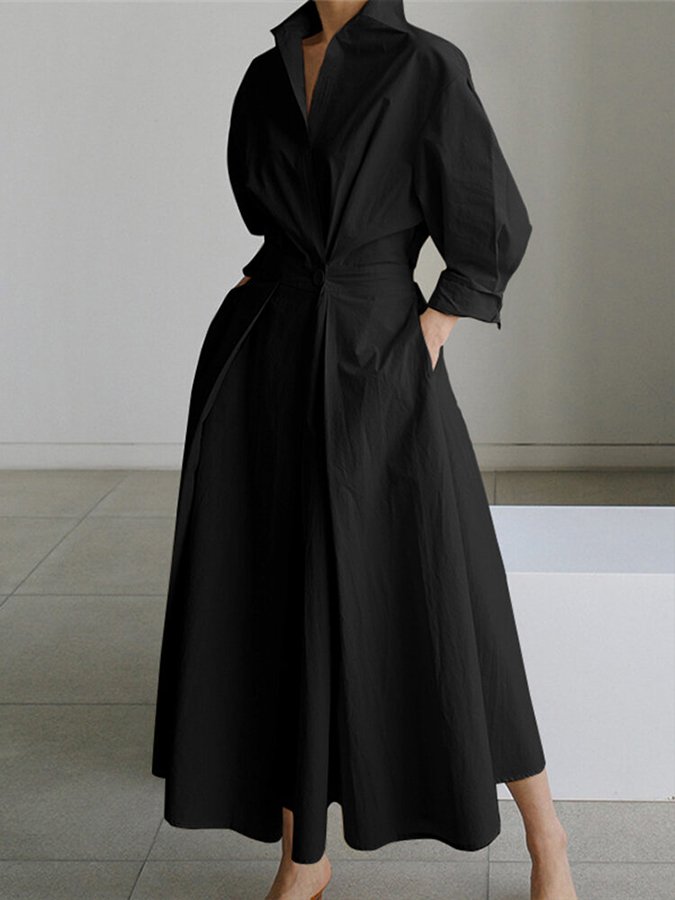Women's Long Striking Flowing Shirt Dress