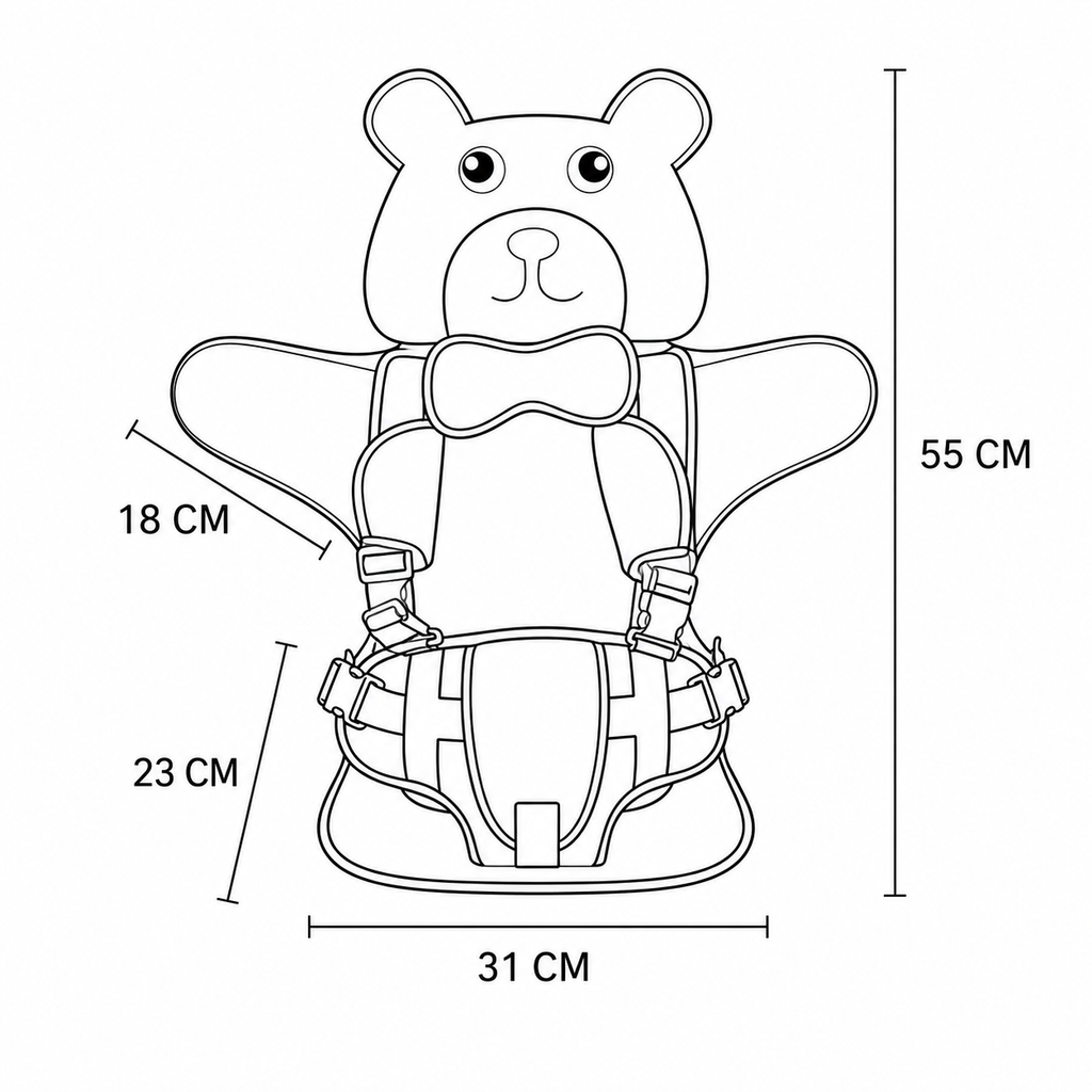 Adjustable Child Travel Booster Seat with Bear Design - Image 10