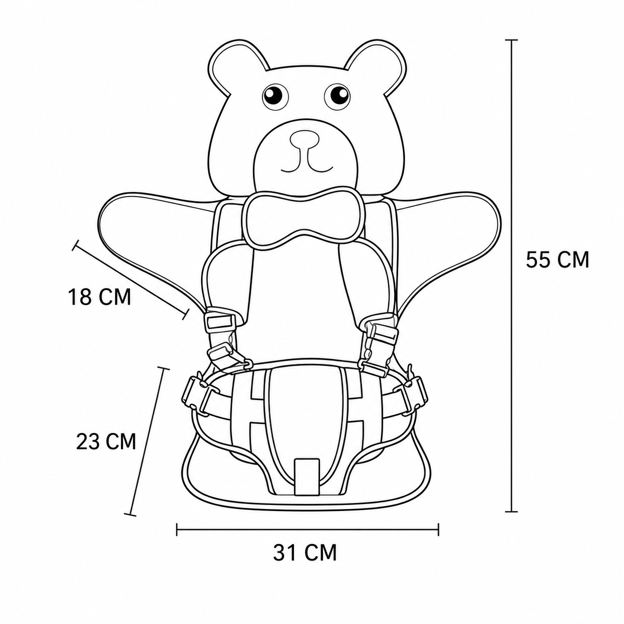 Adjustable Child Travel Booster Seat with Bear Design - Image 10