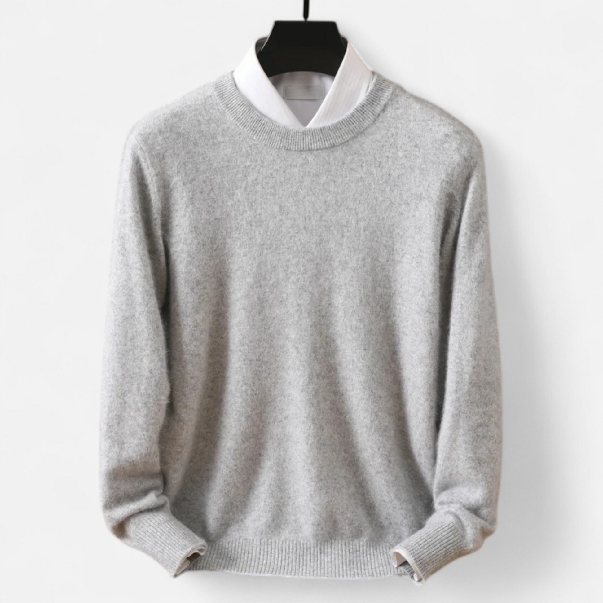 Men’s Heritage Long-Sleeve Knitted Insulated Cashmere Sweater with Crewneck