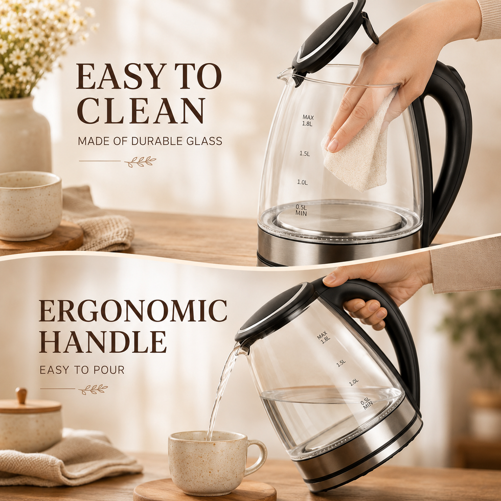 1.8L Electric Glass Kettle with LED Illumination