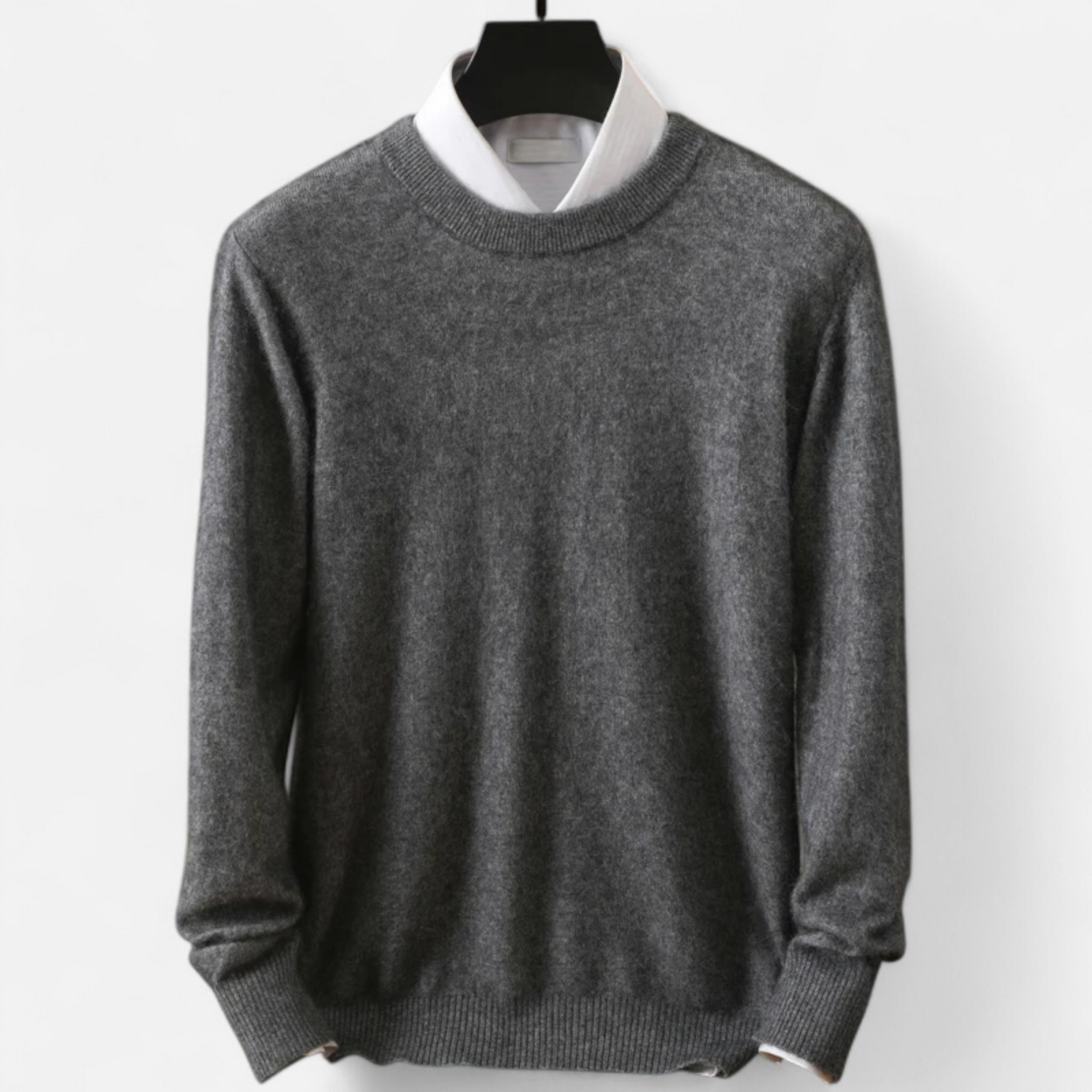 Men’s Heritage Long-Sleeve Knitted Insulated Cashmere Sweater with Crewneck