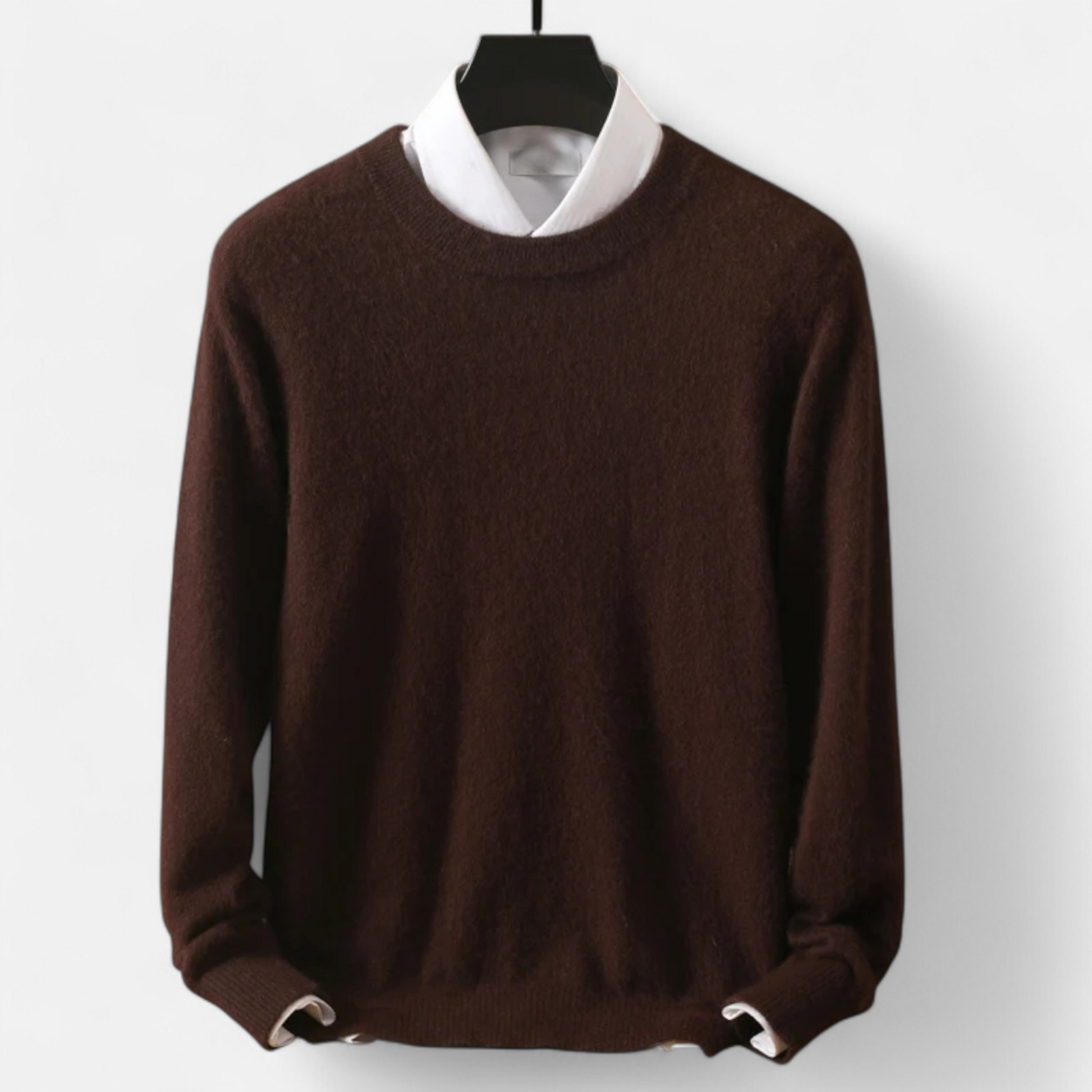 Men’s Heritage Long-Sleeve Knitted Insulated Cashmere Sweater with Crewneck