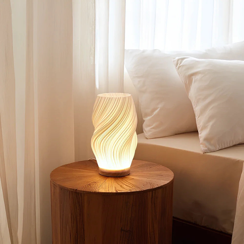 Modern Table Lamp Dimmable USB Wave Shaped Bedside Decor - Image 12