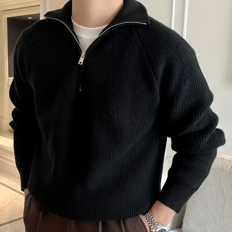 Men's Versatile Quarter Zip Sweater for Layering