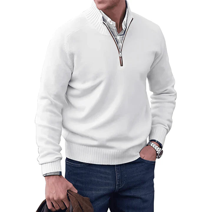 Men's Classic Long Sleeves Quarter Zipper Up Sweater