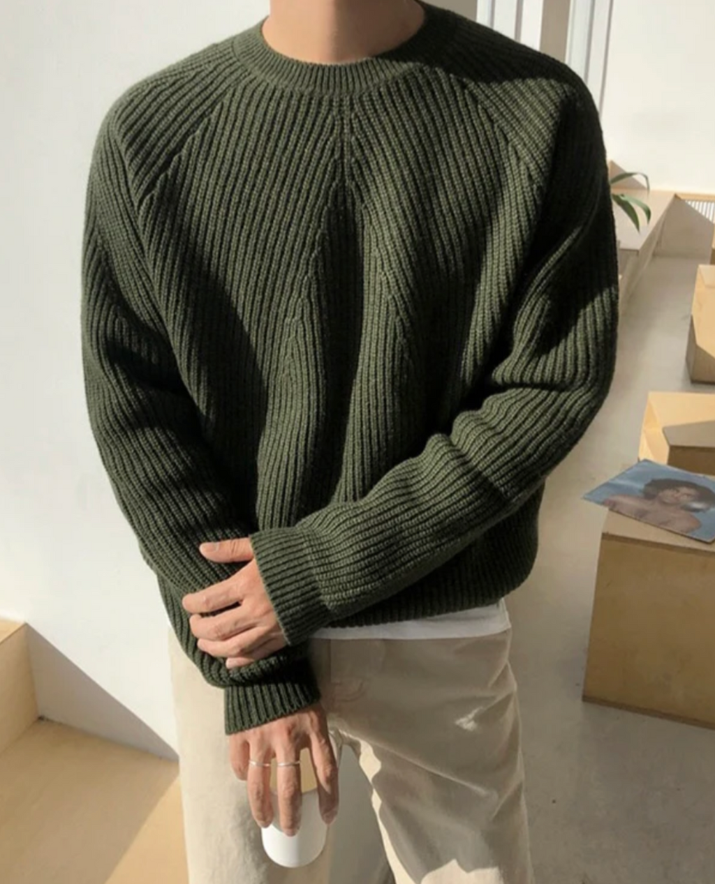 Men's Casual Plain Color Sleek Warm Sweater