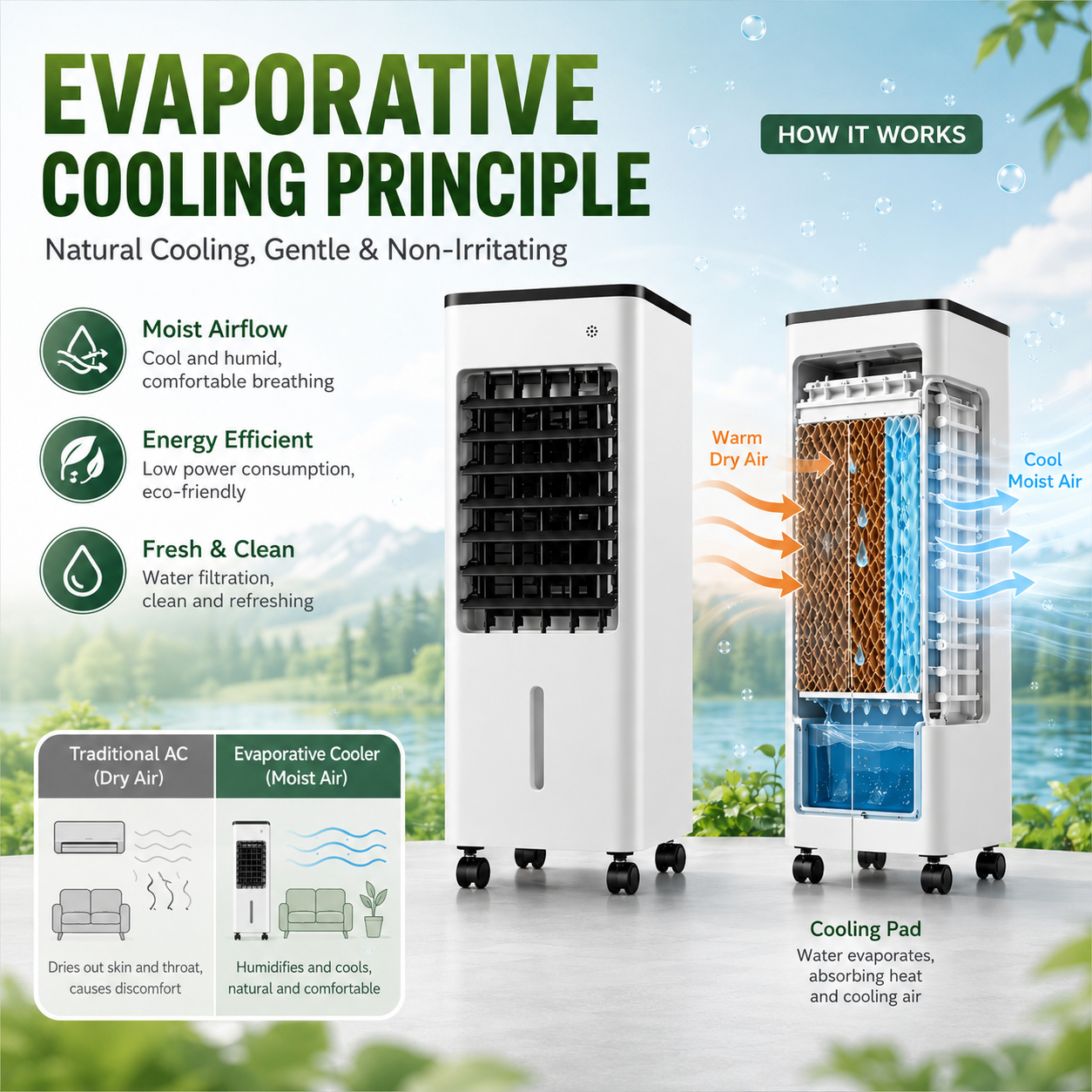 Portable Air Conditioner 3-in-1 Cooling, Fan, Humidifying