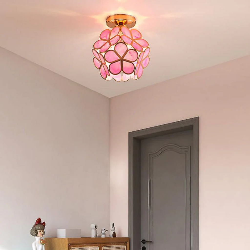 Flush Mount Ceiling Light Glass Flower Decorative LED Fixture - Image 4