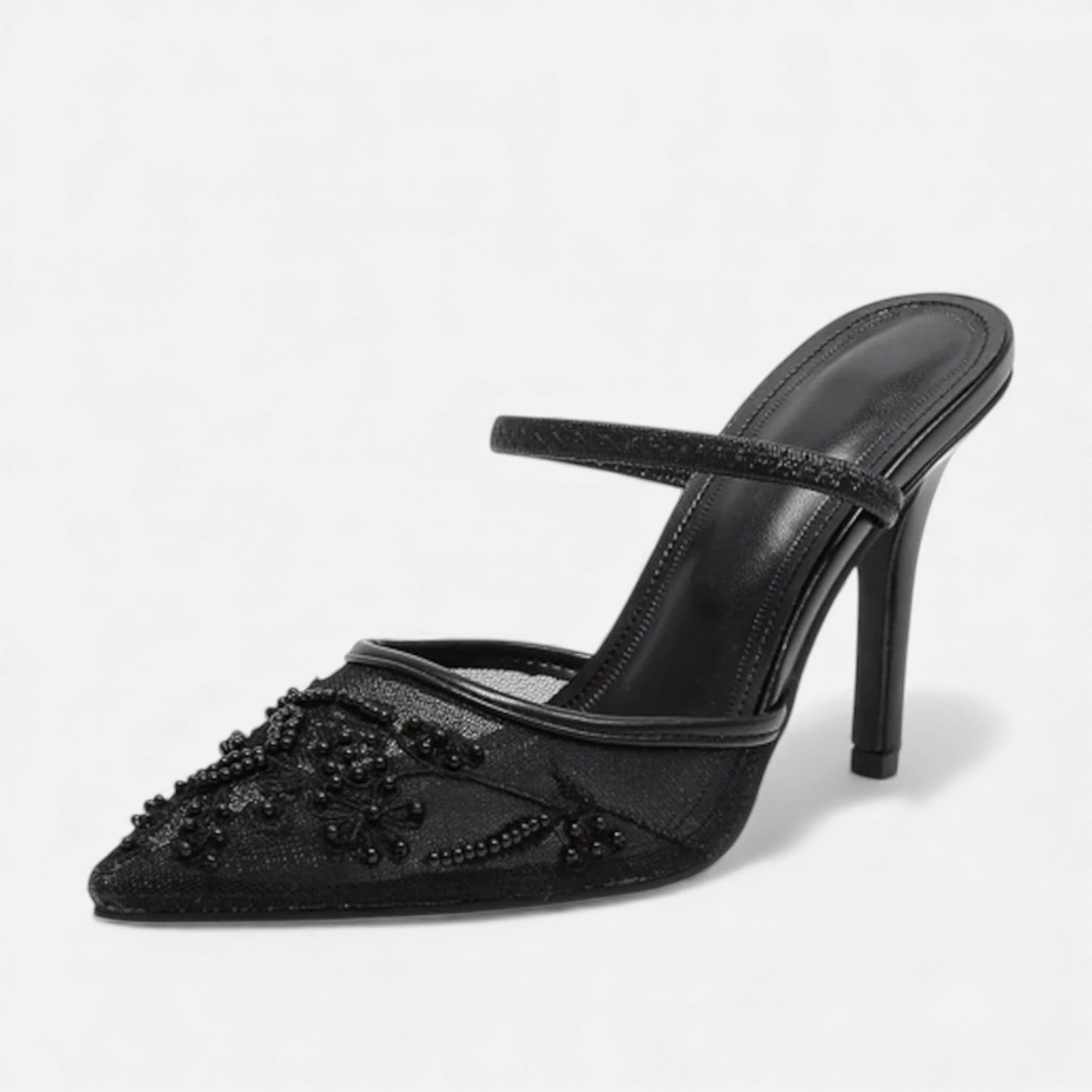 Women’s Statement Airy Embroidered Flower Mesh Sophisticated Heels