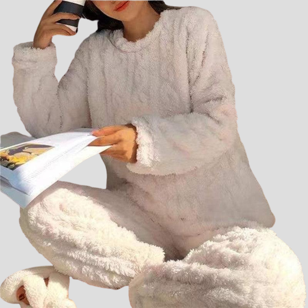 Women’s Fluffy Warm Soft Fleece Pajama Set