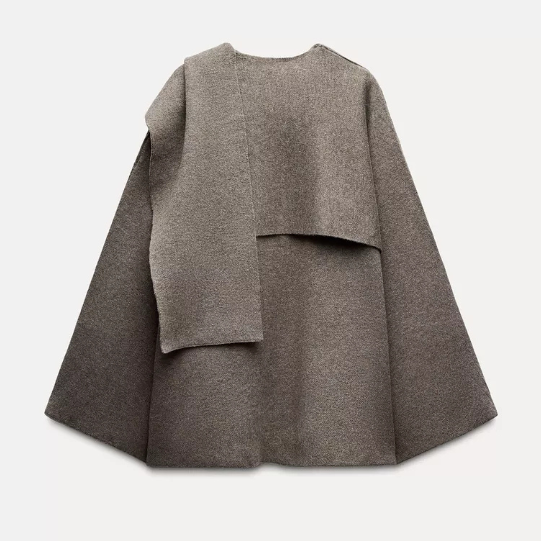 Women's Fashion Slip-on Asymmetrical Poncho for Winter Warmth