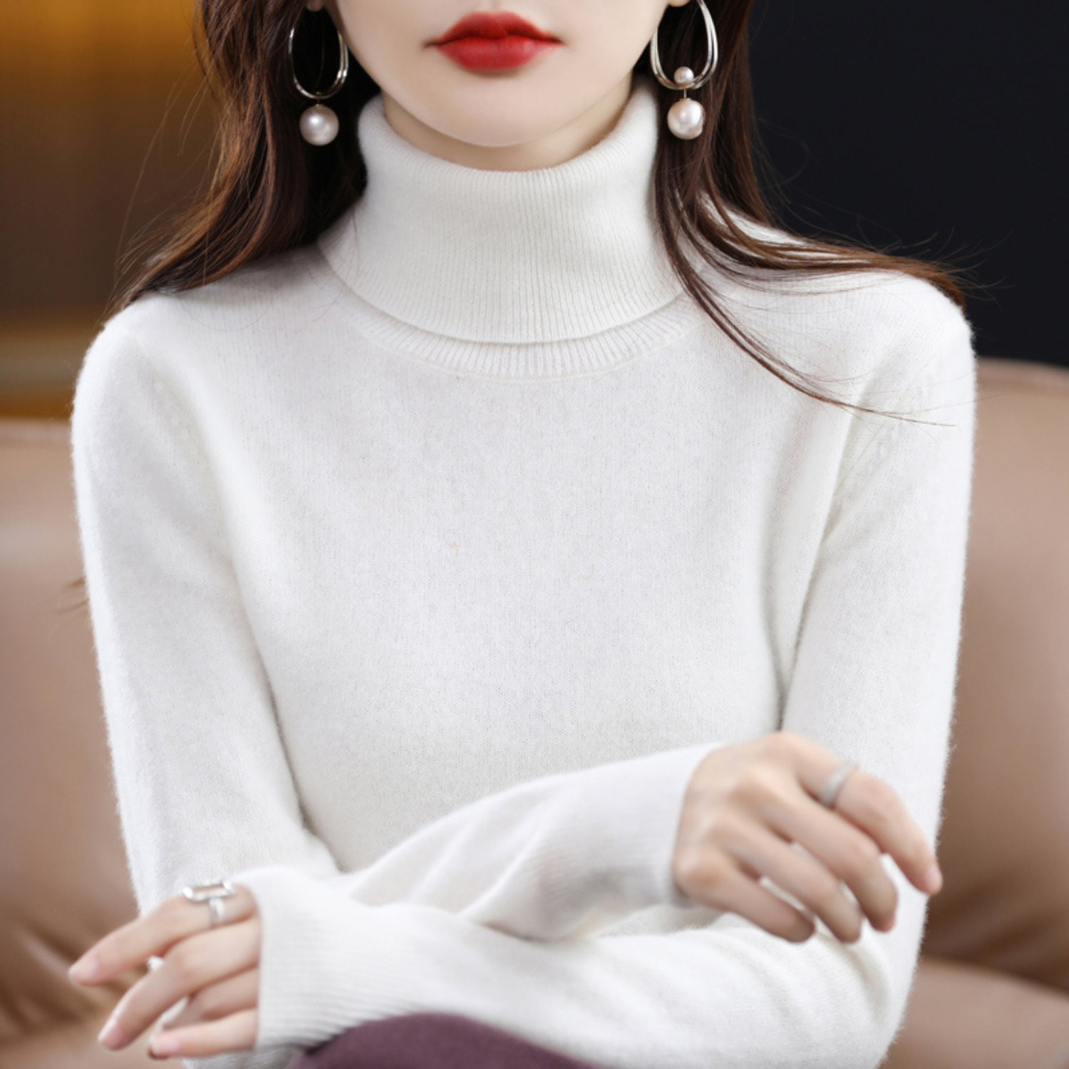 Women's Fashion Outdoor Warmth Knitted Roll Neck Sweater