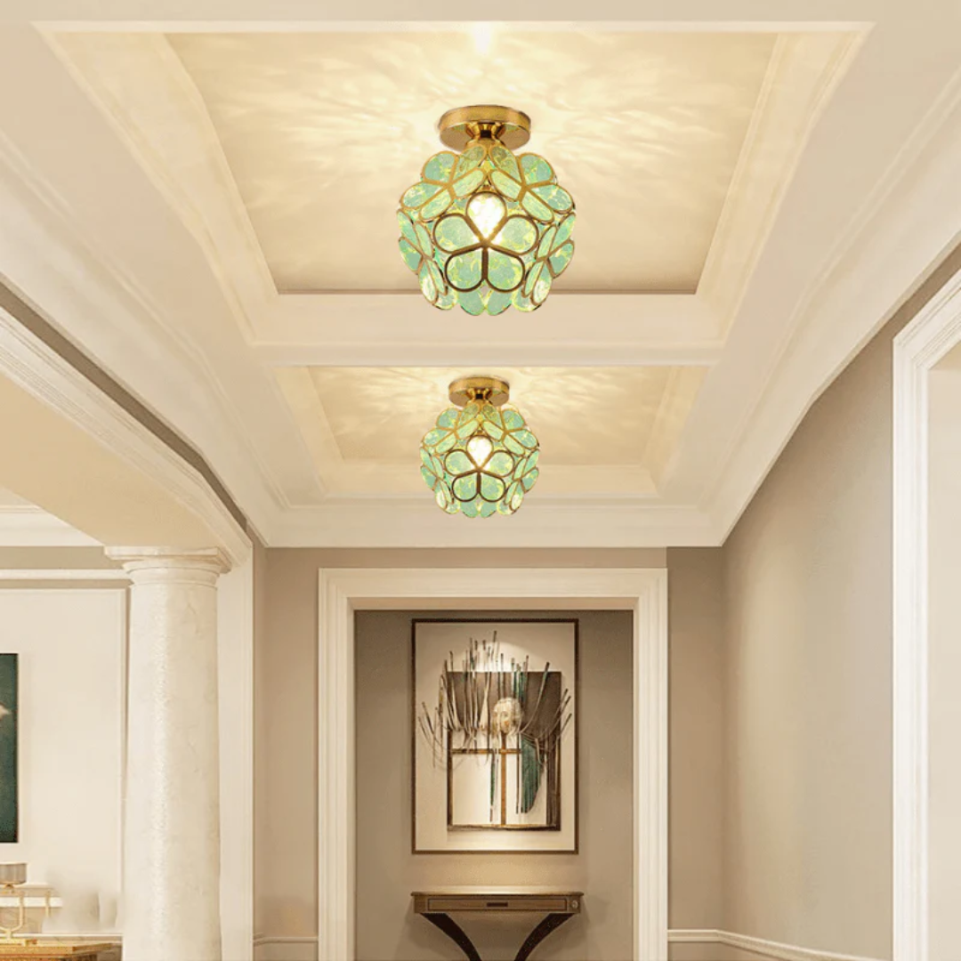 Flush Mount Ceiling Light Glass Flower Decorative LED Fixture - Image 2